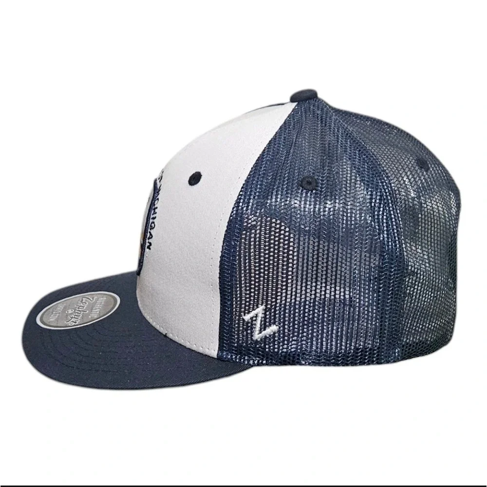 Michigan Wolverines Zephyr Trucker Hat‎ Snapback Blue Football Basketball New